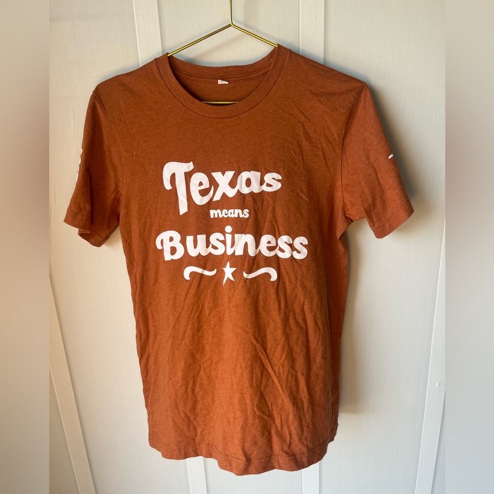 Texas Means Business University of Texas Men's Orange T-Shirt with UT Logo 2028